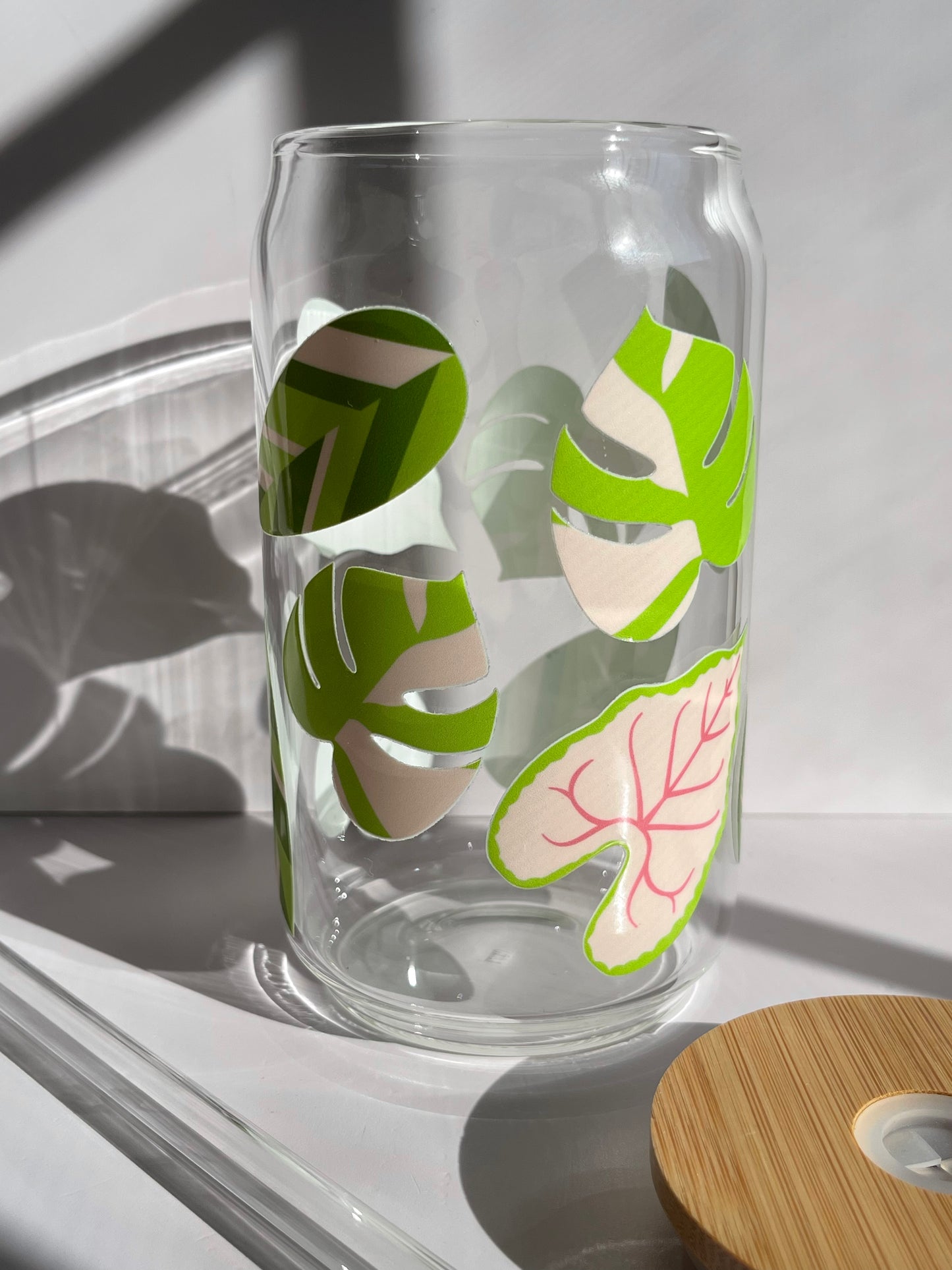 16 oz glass can • plants | plant mom gift | plant theme glass can