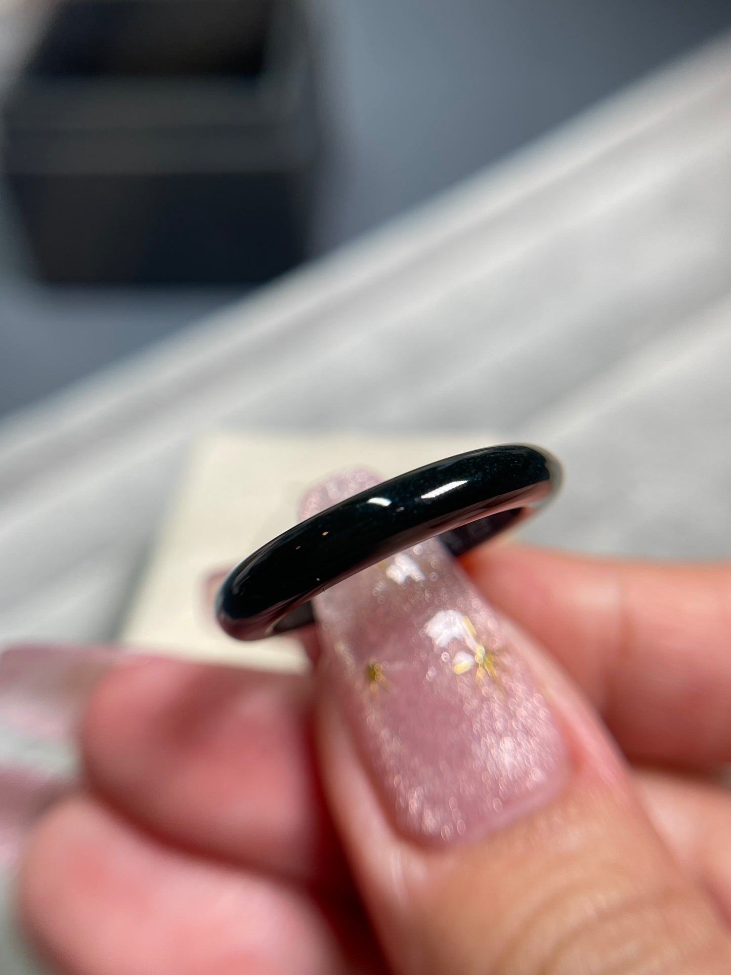 Wuji(gray) & Black Jadeite jade ring