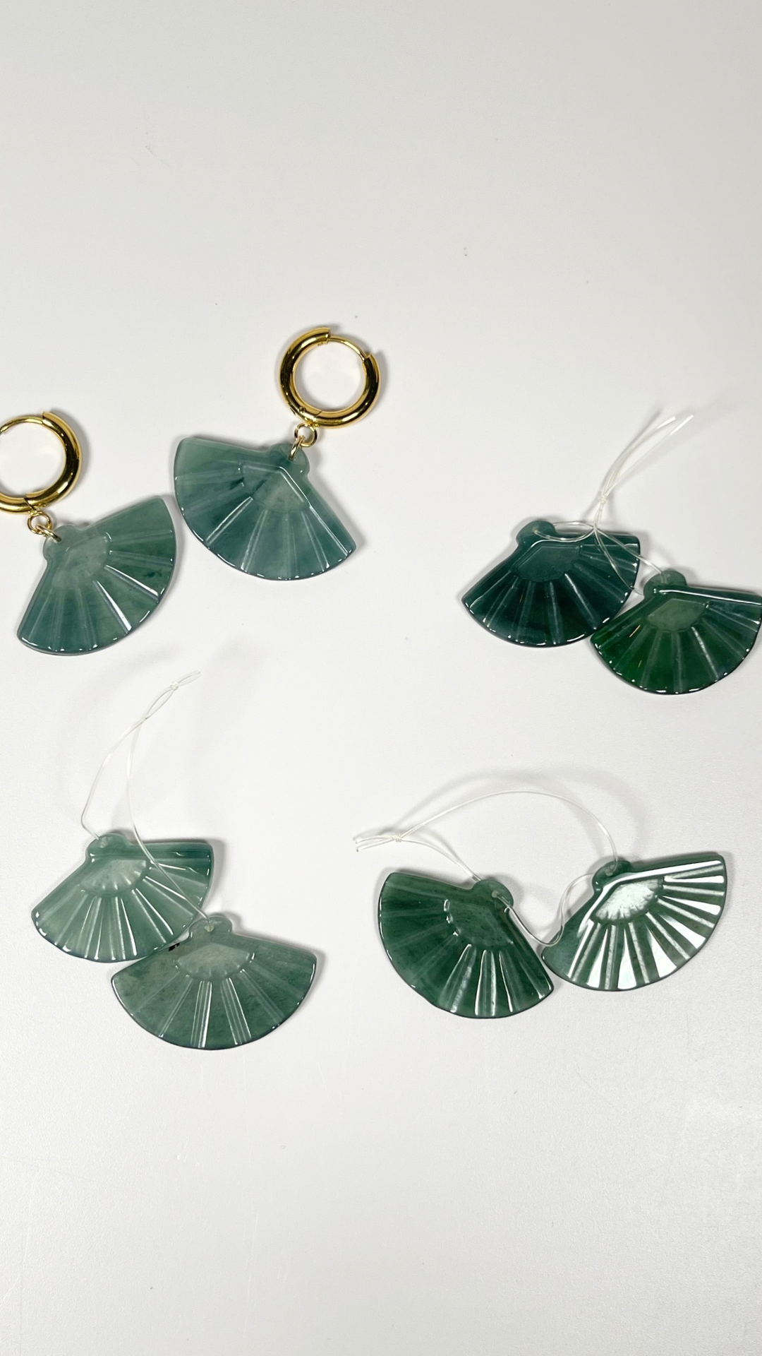 Pamaypay hoops • blue water Jade from Guatemala • choose your pair