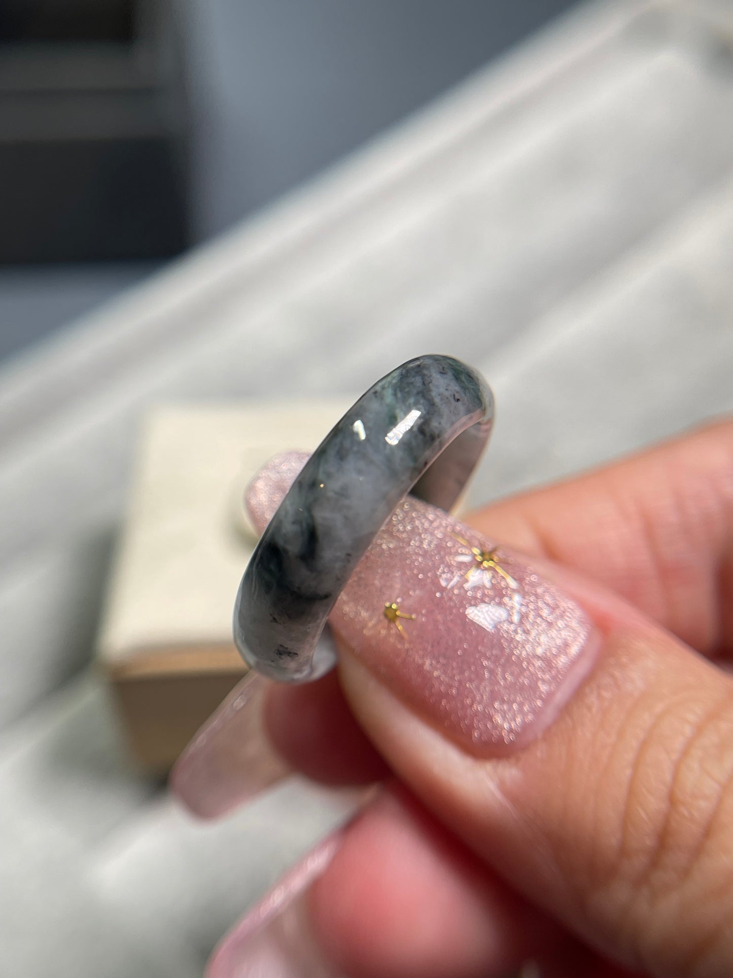 Wuji(gray) & Black Jadeite jade ring