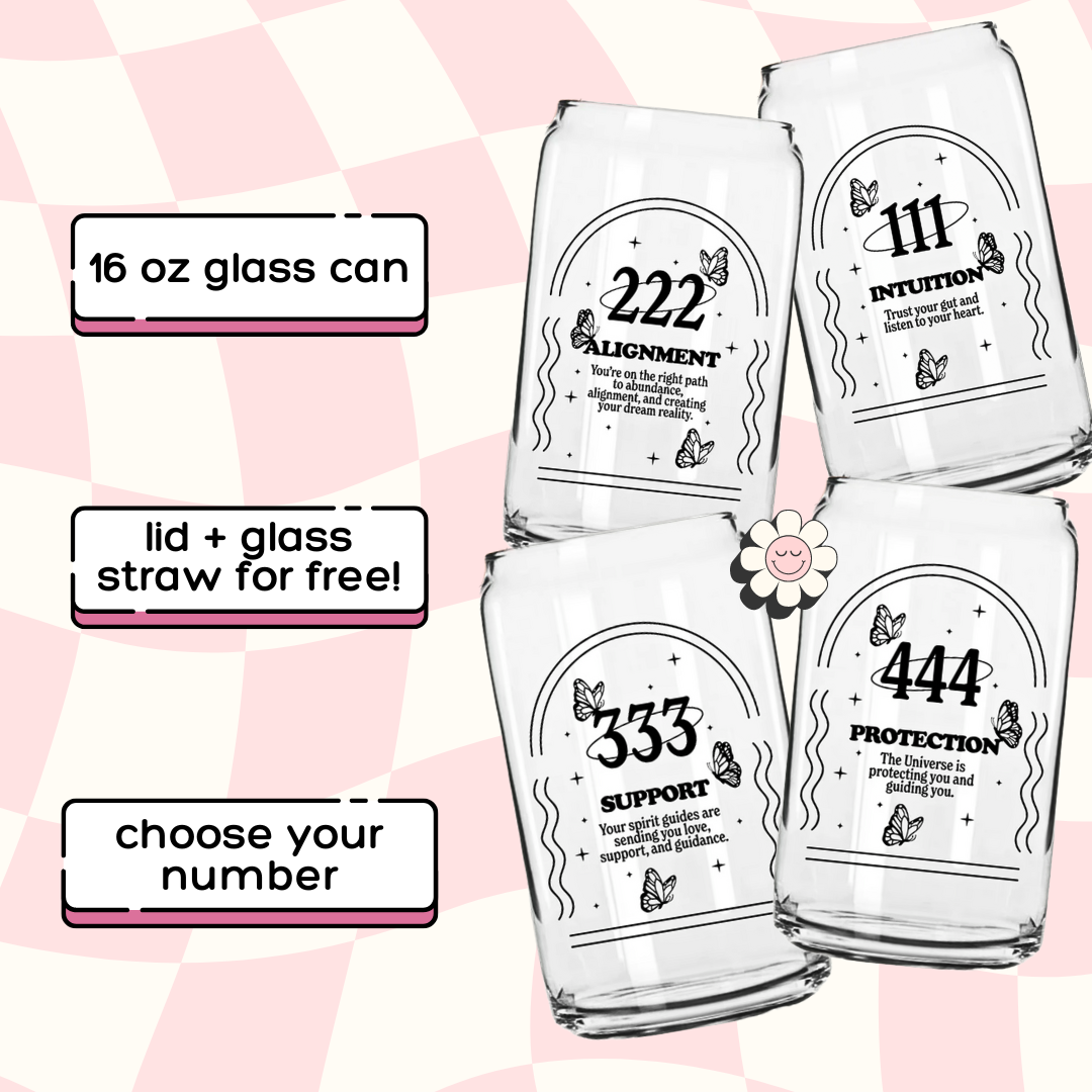 16 oz glass can • angel number cup • gift ideas