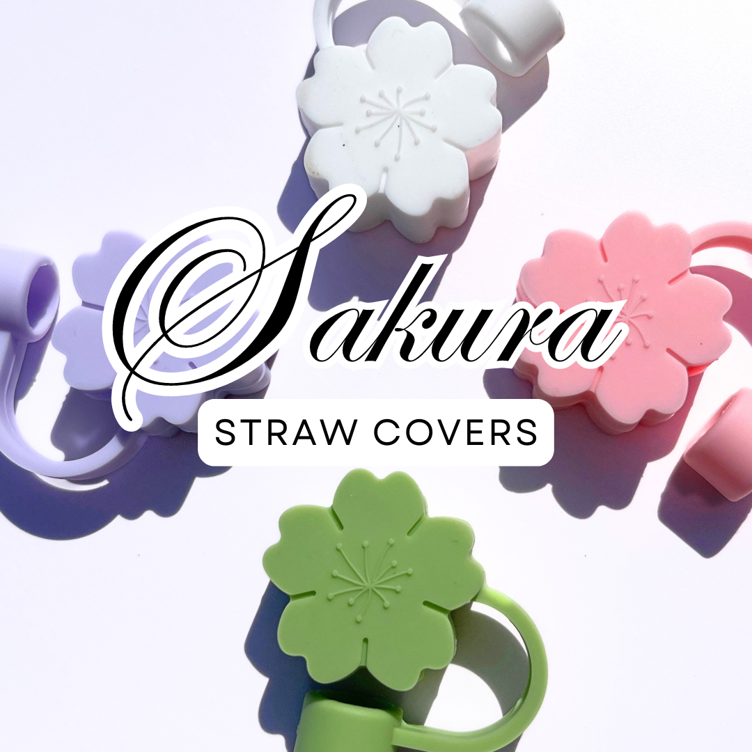 8Pcs Silicone Straw Tip Cover Cute Sakura Shape Straw Caps Straw
