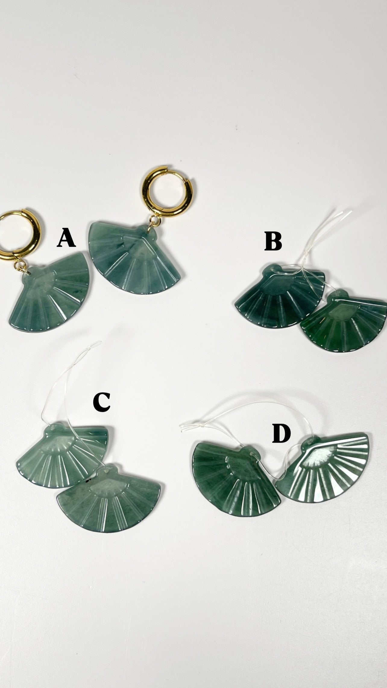 Pamaypay hoops • blue water Jade from Guatemala • choose your pair