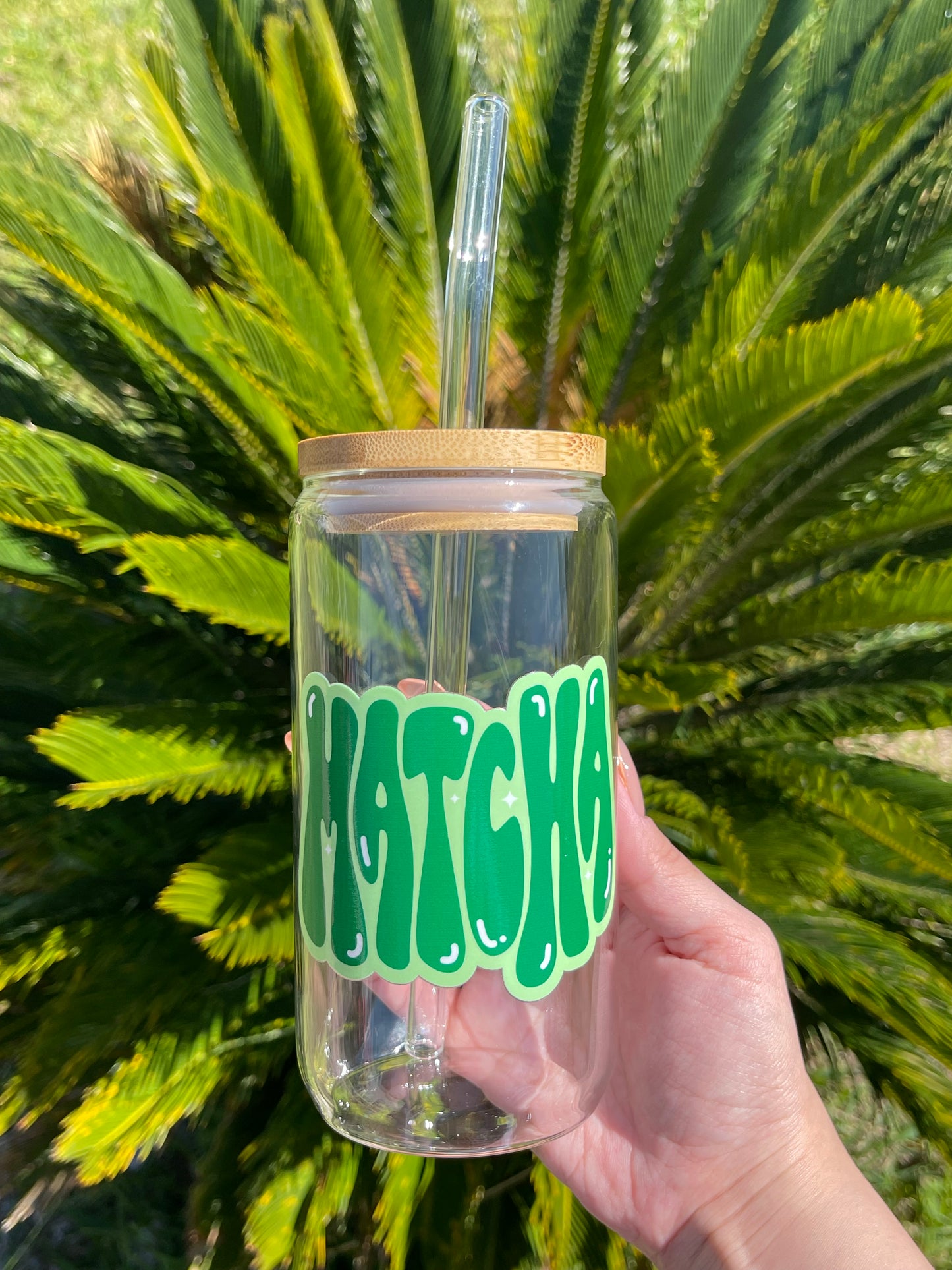 16 oz glass can • matcha glass cup • matcha lover gift idea