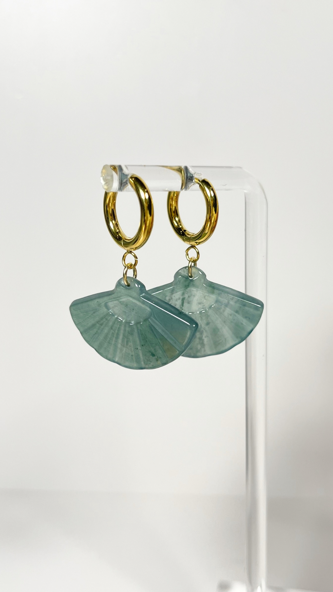 Pamaypay hoops • blue water Jade from Guatemala • choose your pair