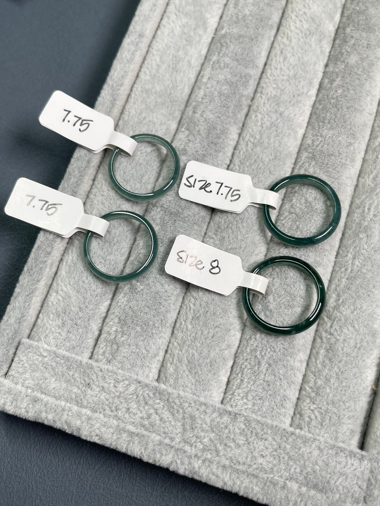 Thin DARK icy Blue water Jade ring