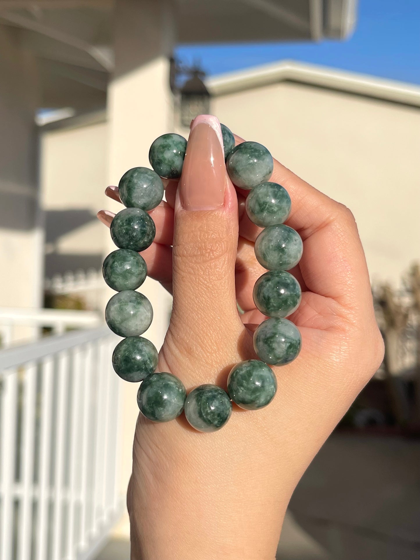 Icy dark green • 13.6mm burmese jadeite jade bracelet (current size 7.5”) 1 of 1 cert # 0423