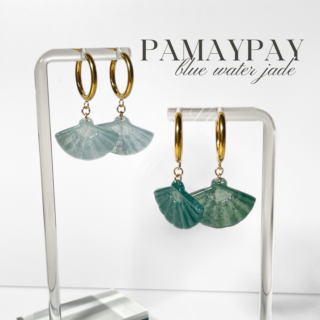 Pamaypay hoops • blue water Jade from Guatemala • choose your pair