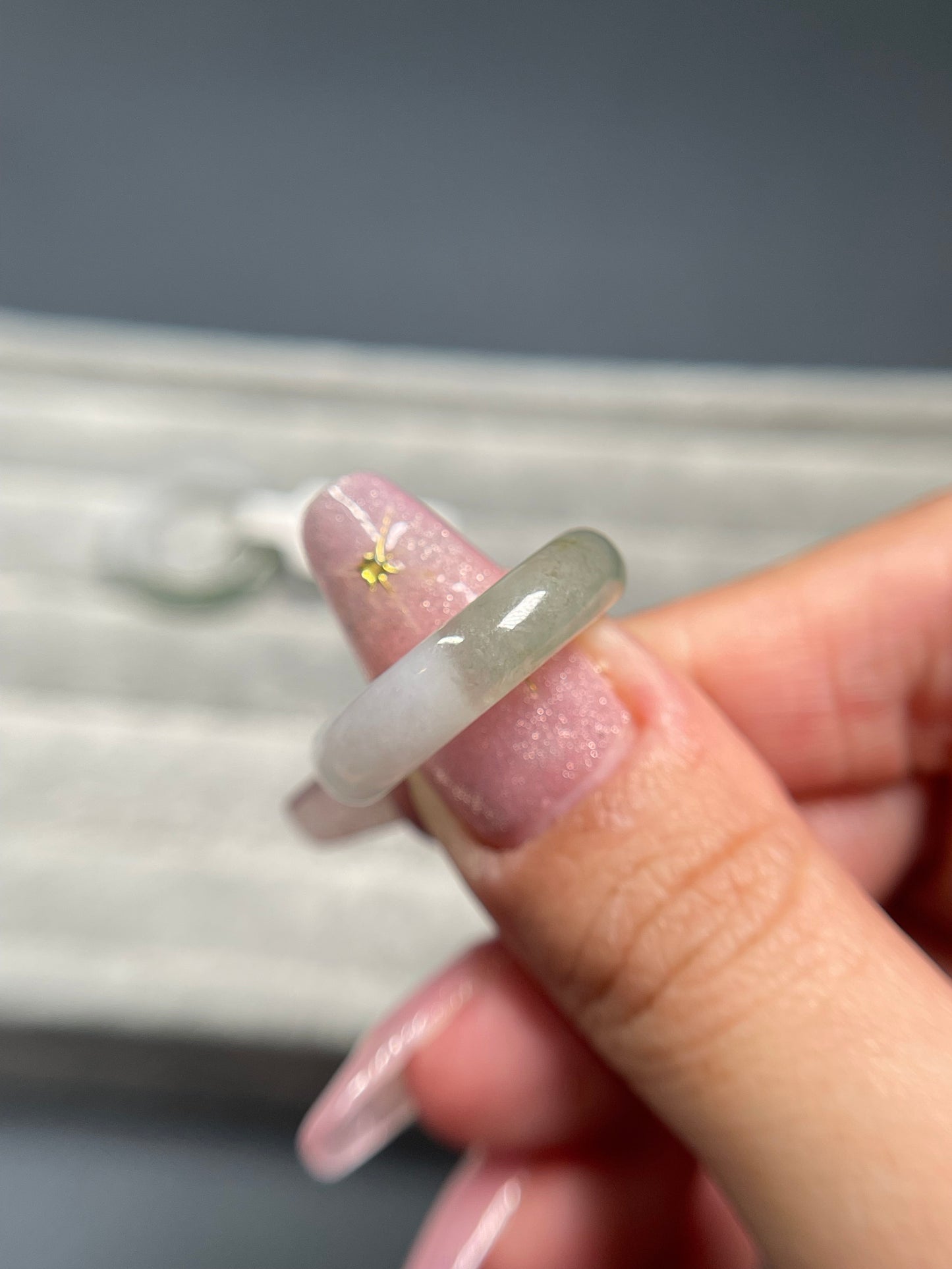 Half-half Jadeite jade ring