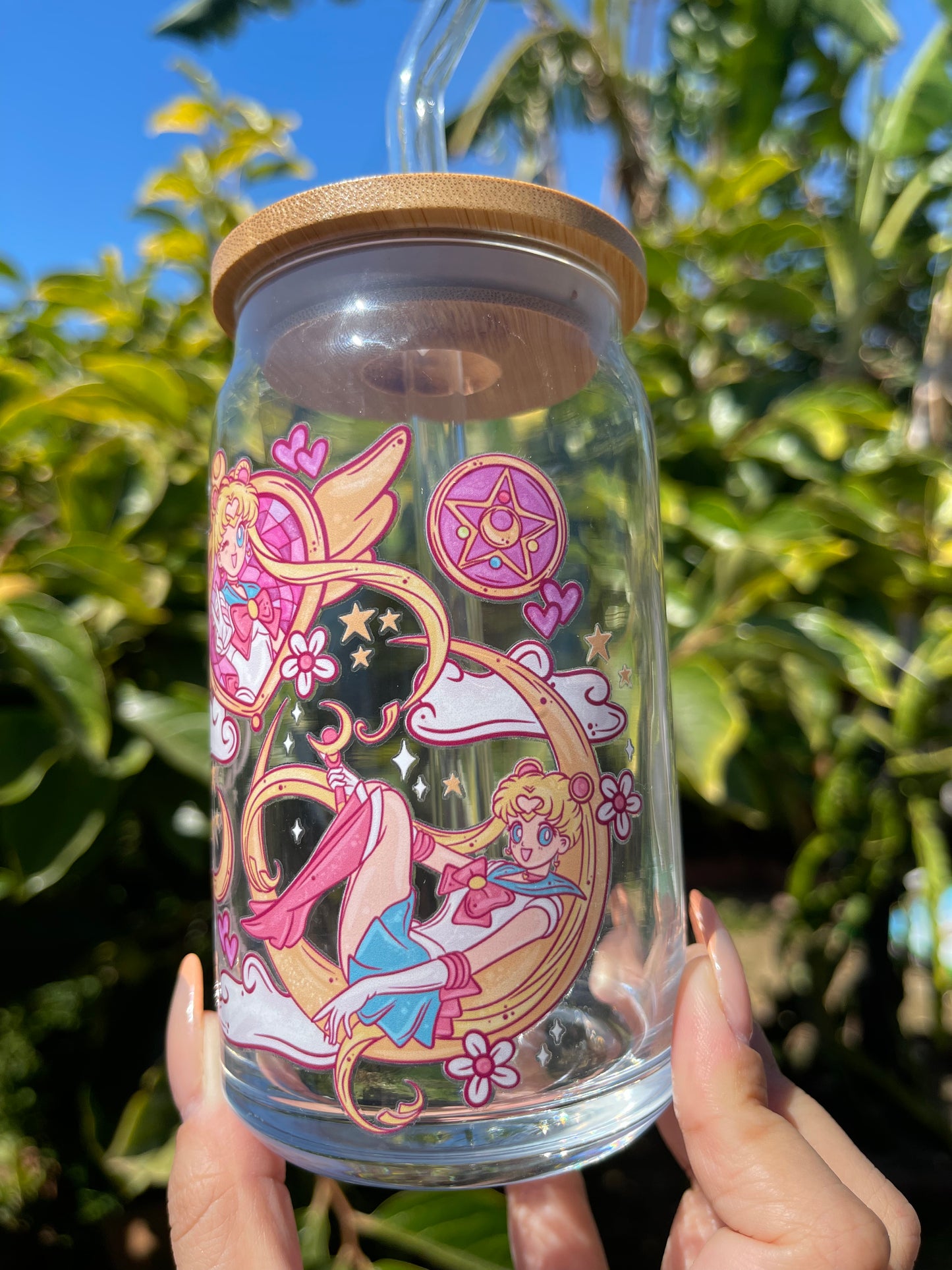 Sailor Moon glass can - pink