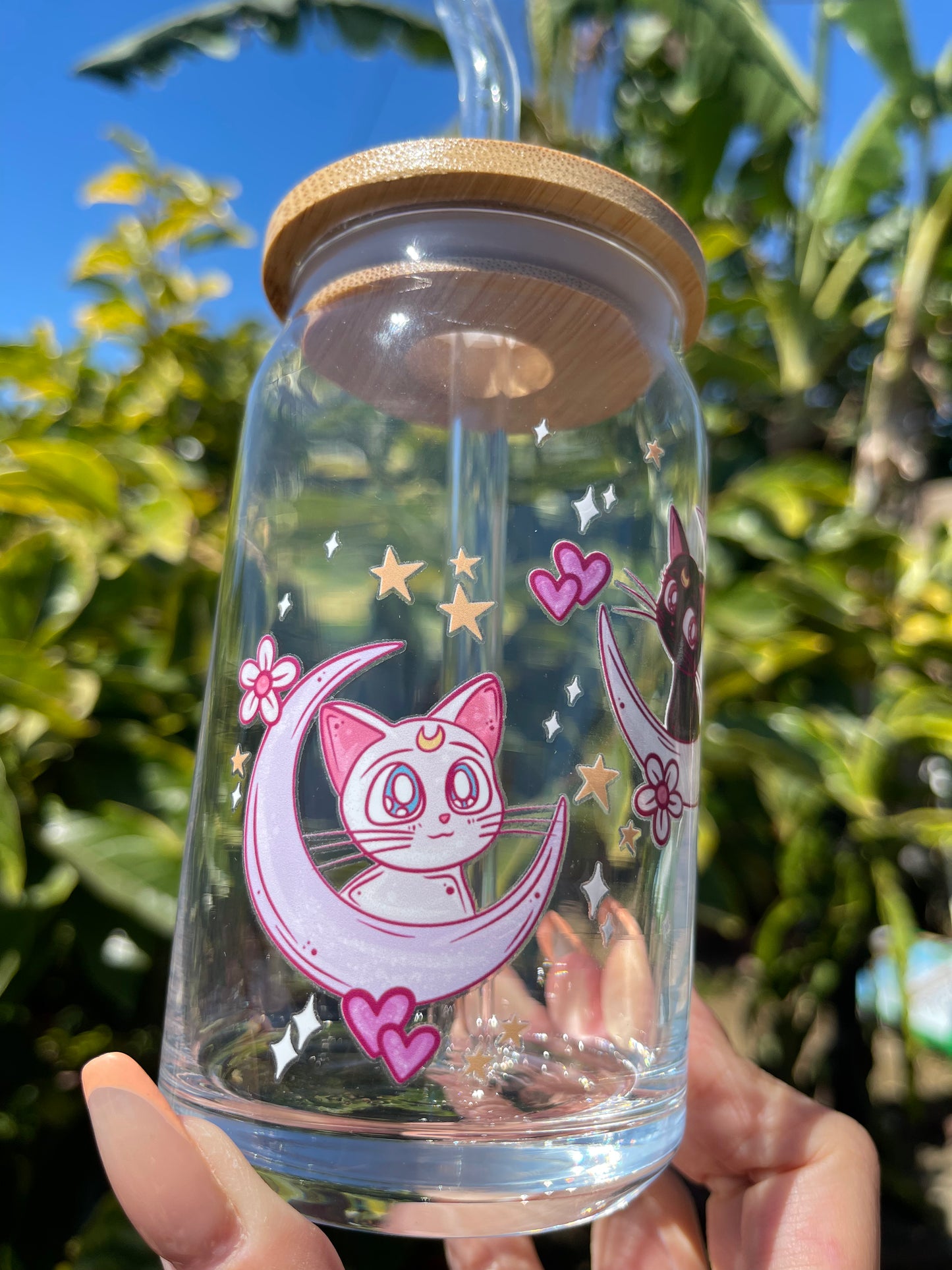 16 oz glass can • Luna + Artemis glass can | sailor moon glass can