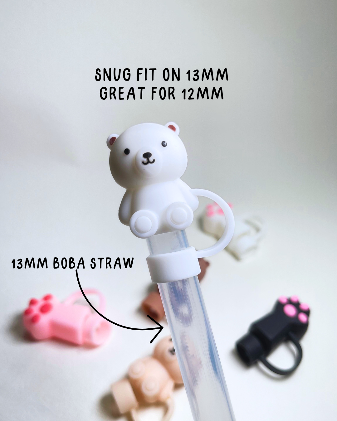 Sitting Bear + Paws | 10-12mm STRAW COVERS | STANLEY size
