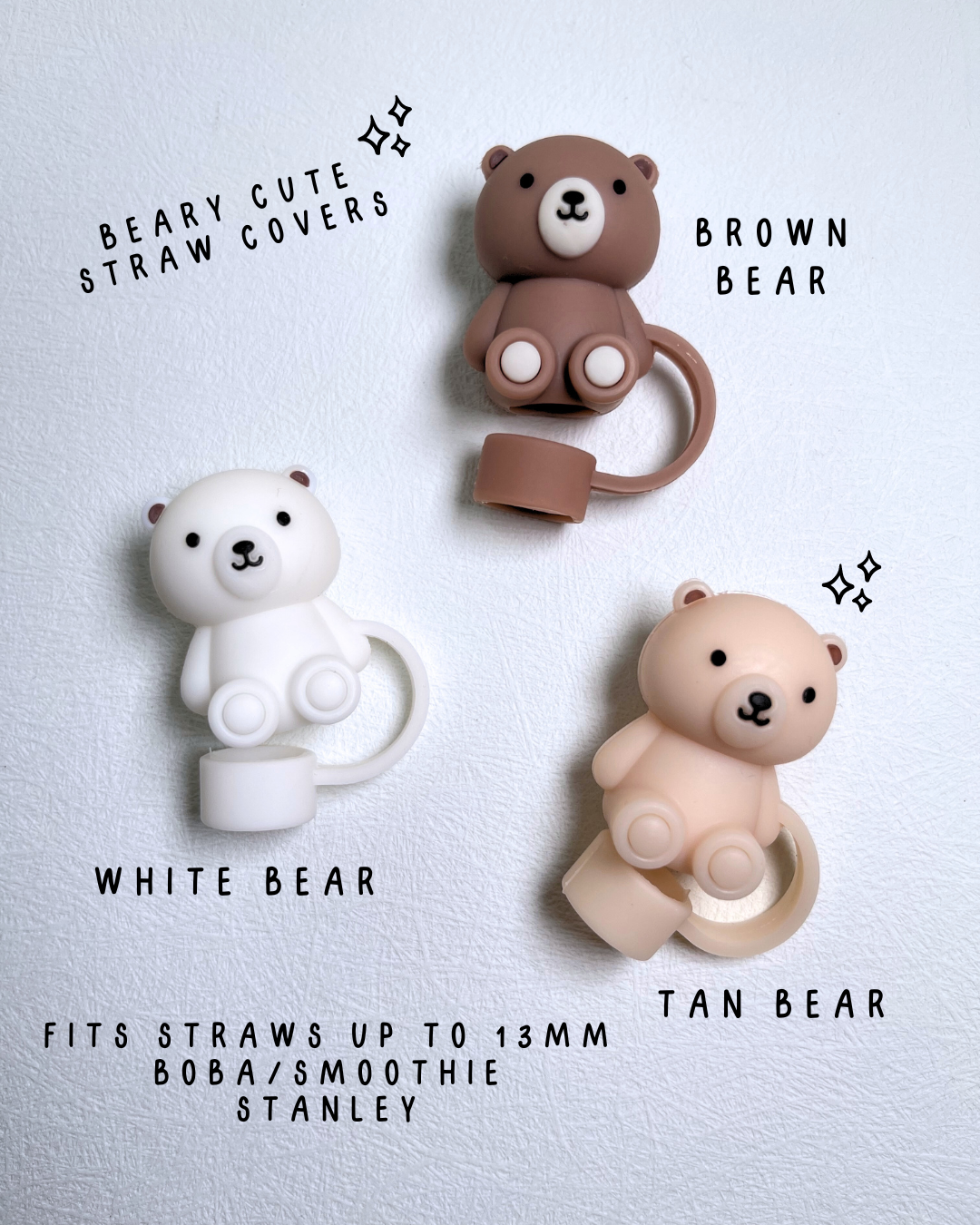 Sitting Bear + Paws | 10-12mm STRAW COVERS | STANLEY size