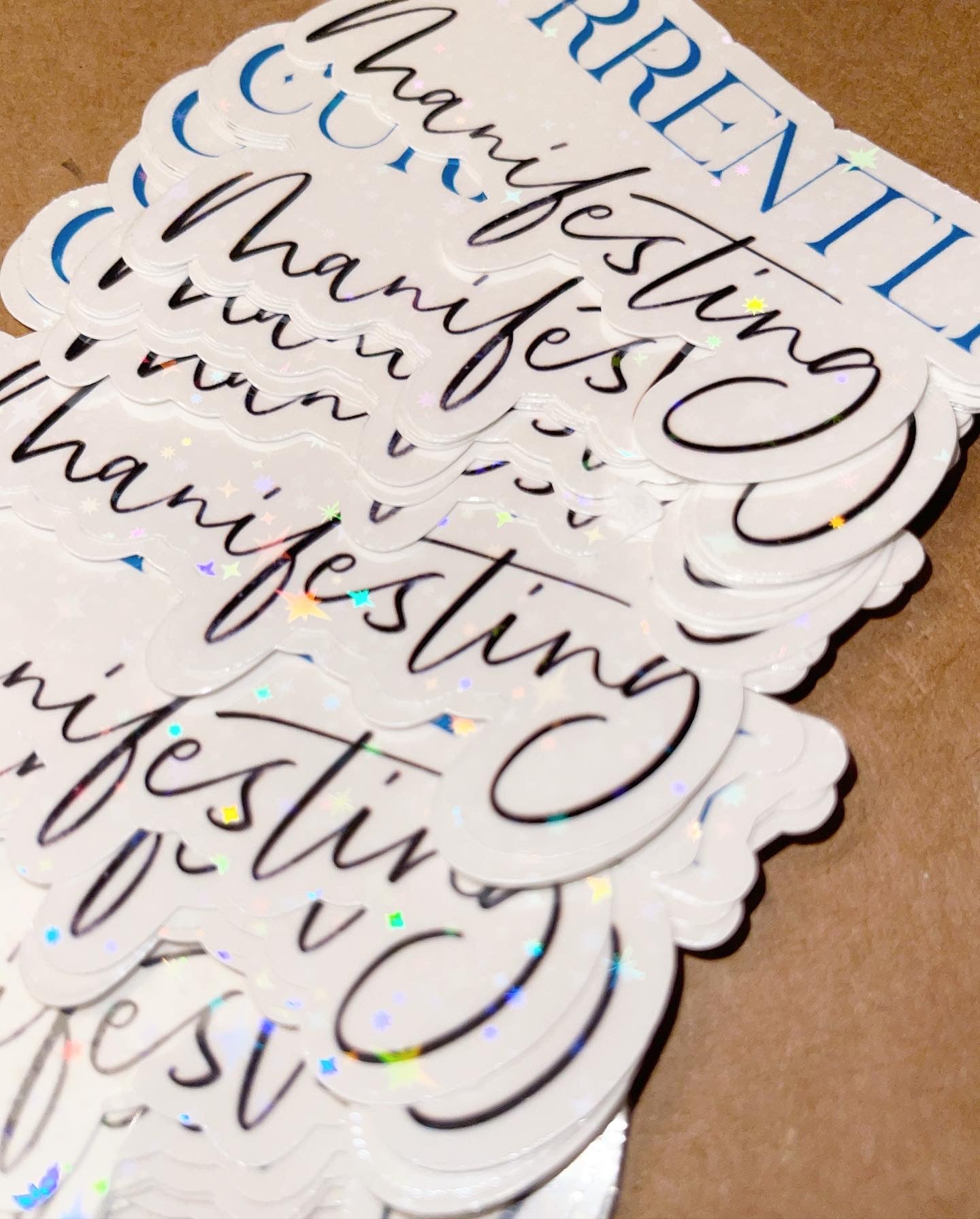 Currently manifesting sticker holographic