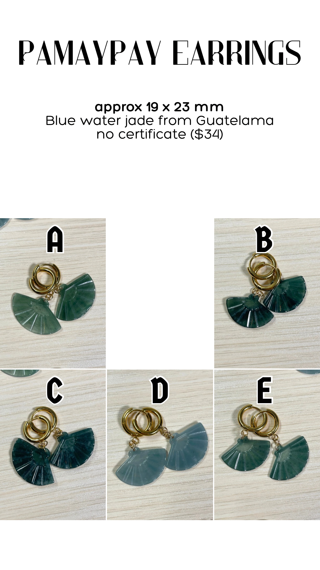 Pamaypay hoops • blue water Jade from Guatemala • choose your pair
