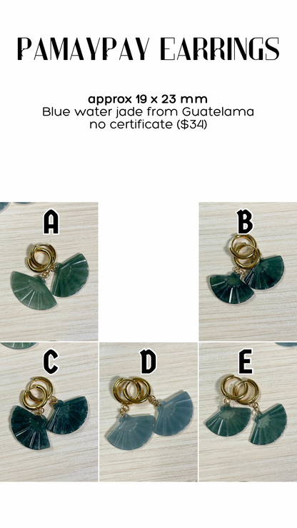 Pamaypay hoops • blue water Jade from Guatemala • choose your pair