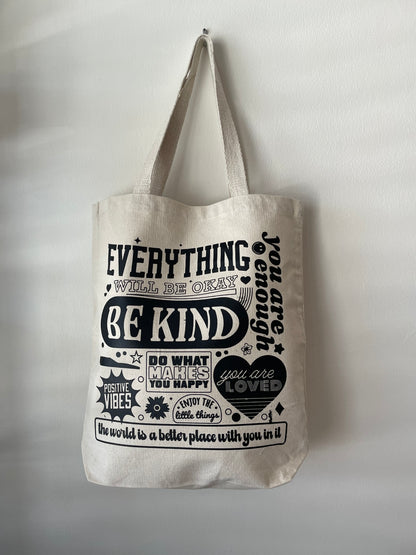 BE KIND tote bag • cute & trendy cotton canvas tote • spread love