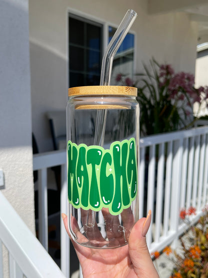 16 oz glass can • matcha glass cup • matcha lover gift idea