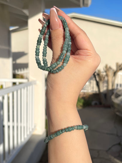 Sugar candy • 6.2mm blue water jade beaded bracelet (current size 7.25-7.5”)