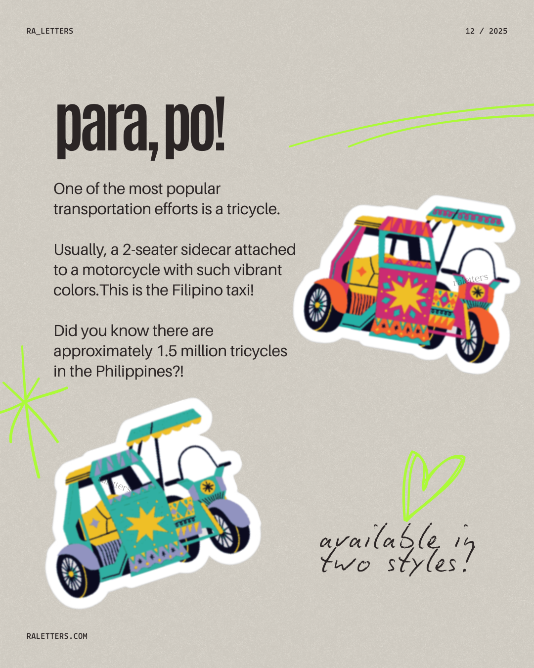 STICKER: tricycle — blue or red