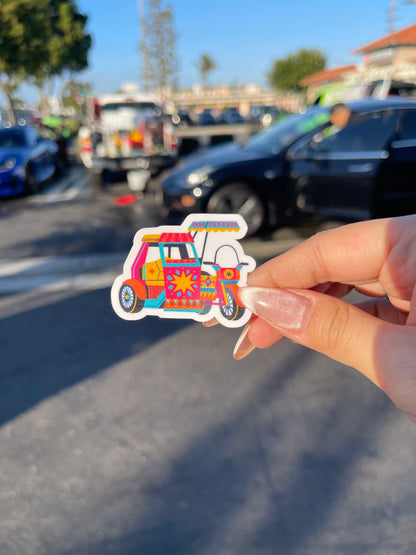 STICKER: tricycle — blue or red