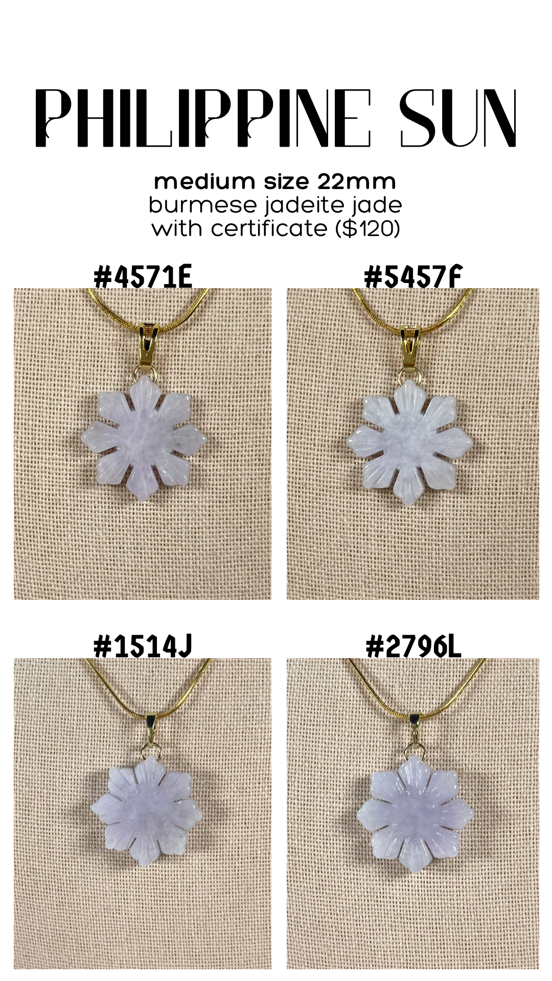PHILIPPINE SUN: Jadeite Jade necklace (Med size: 22 mm)