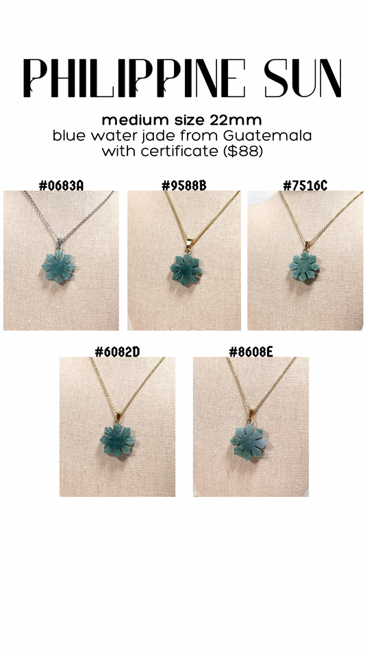 PHILIPPINE SUN: Blue Water Jade (Med size: 22mm)