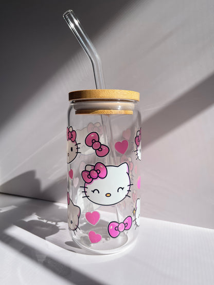 H K ♡ 16 oz glass can (comes w/ lid + straw) PRE-ORDER
