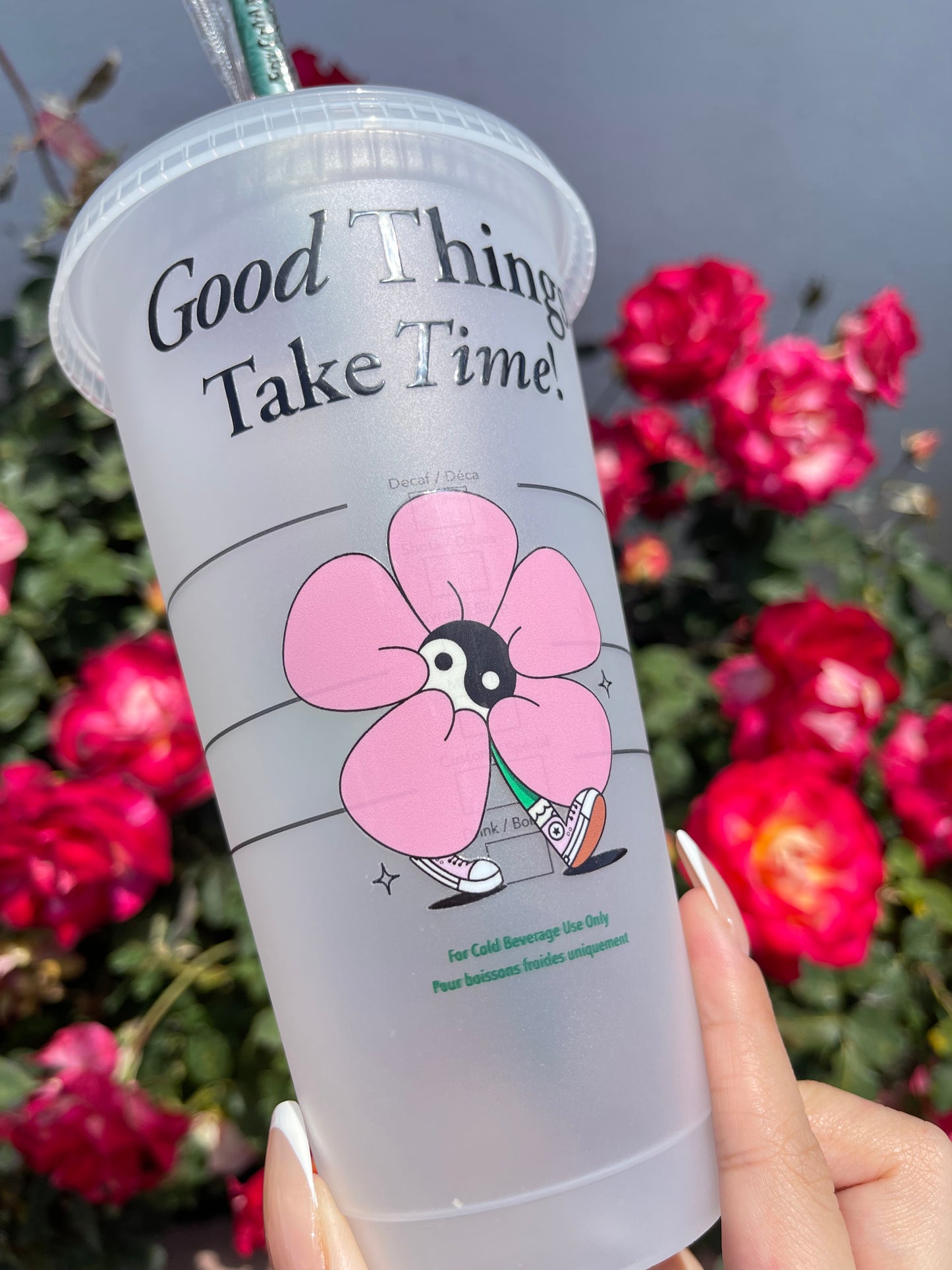 Good Things take time - pink flower