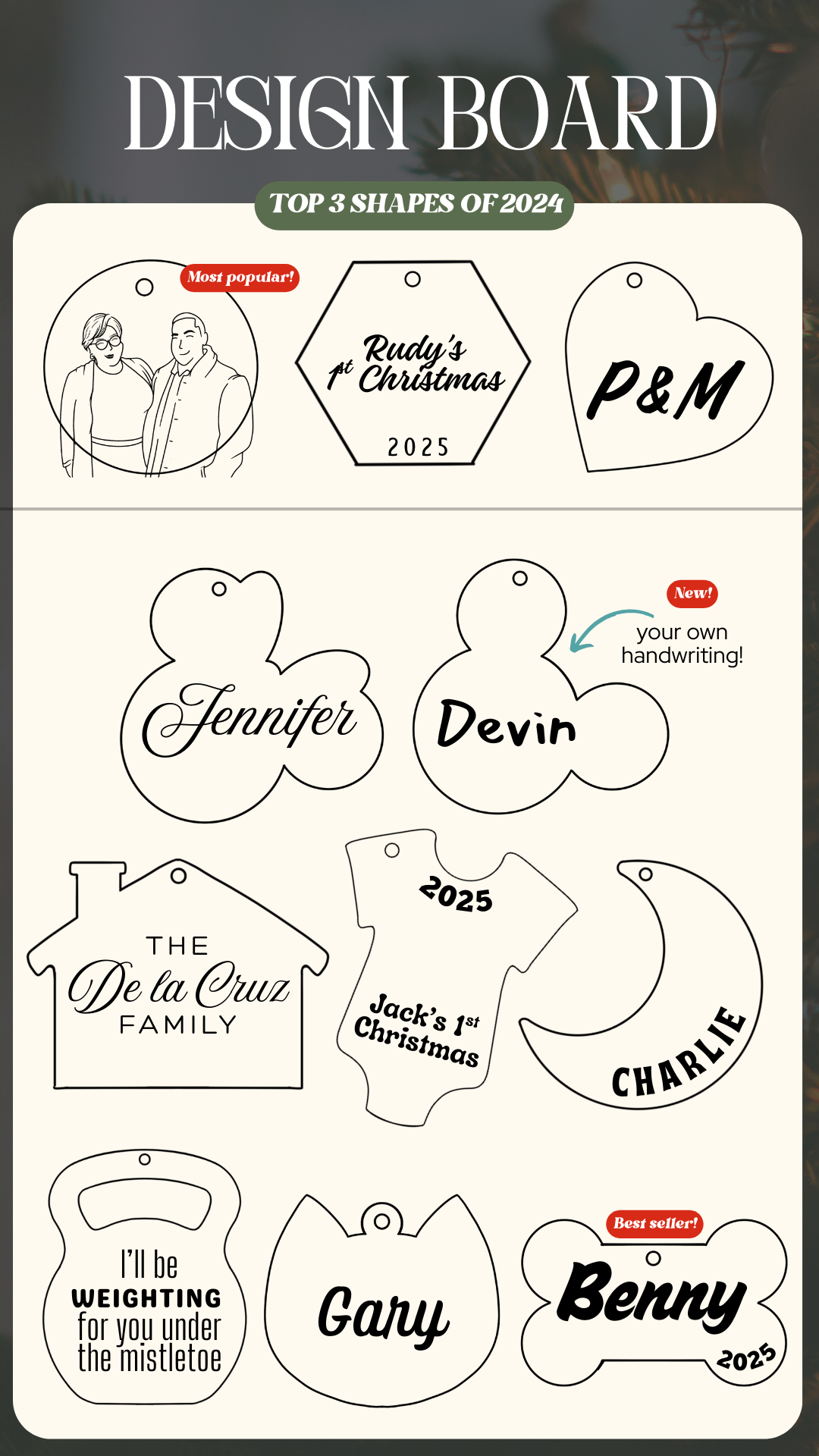 Personalized Christmas Ornaments -- Name