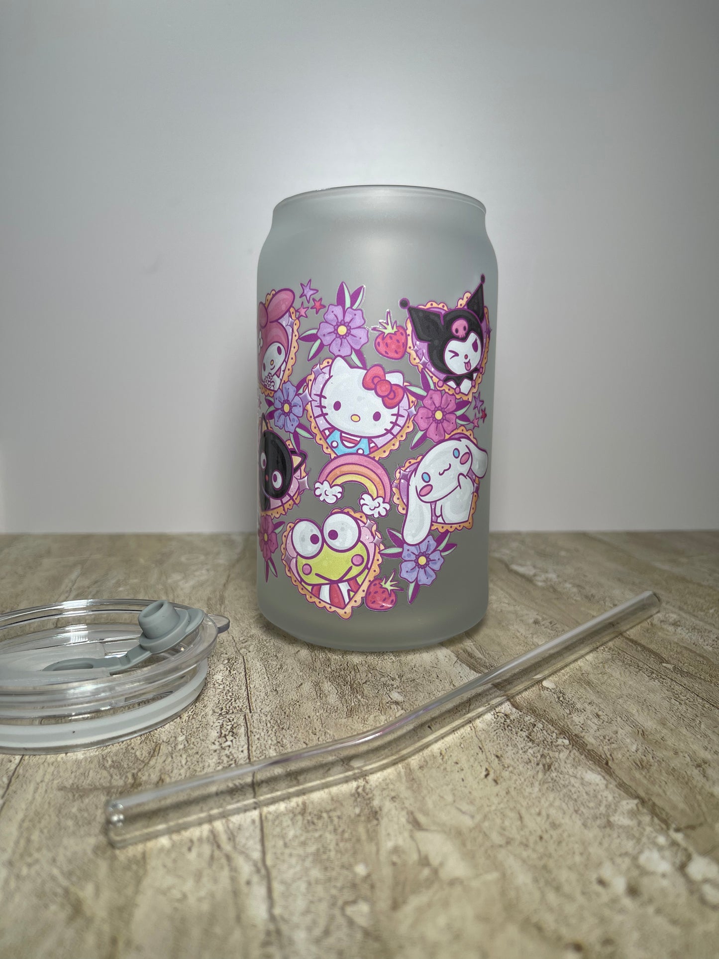 16 oz glass can • Dreamy HK friends | kawaii glass can