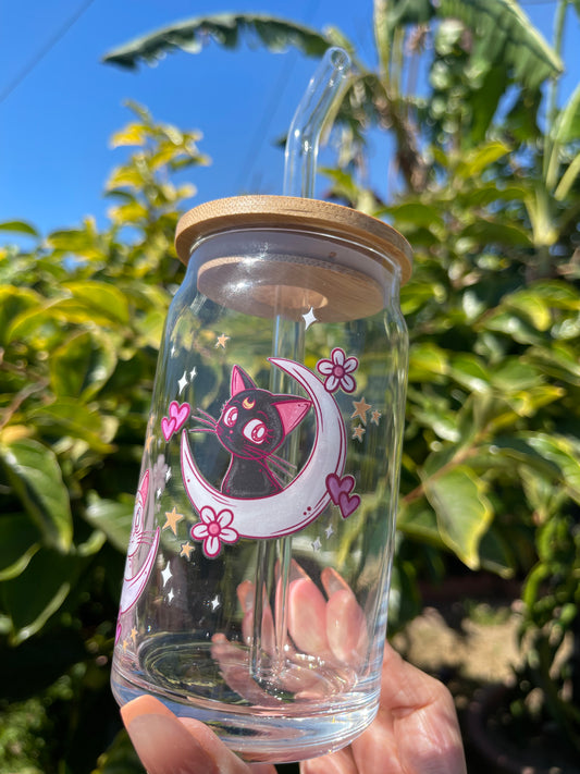 16 oz glass can • Luna + Artemis glass can | sailor moon glass can