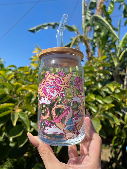 Sailor Moon glass can - pink