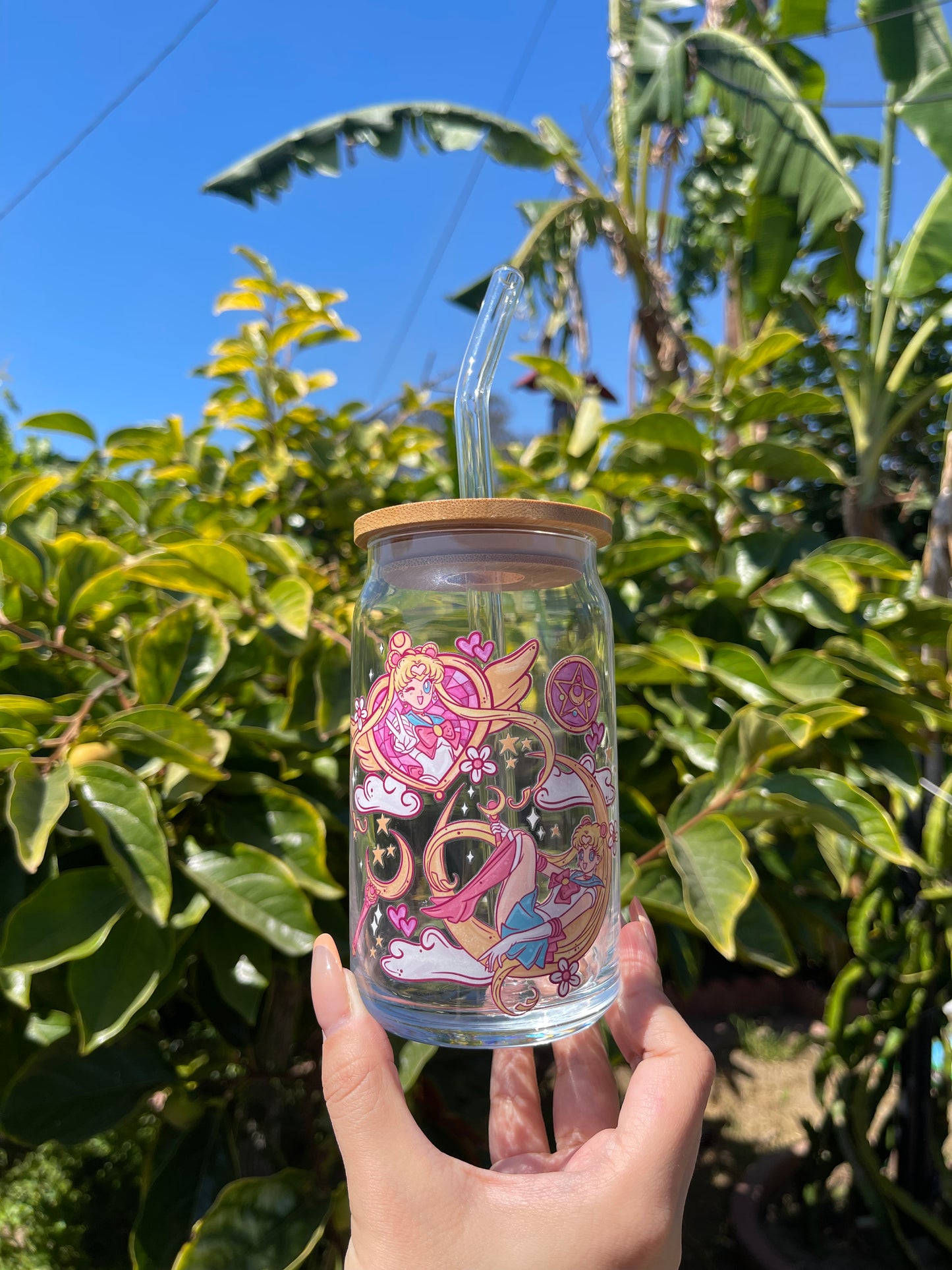 Sailor Moon glass can - pink