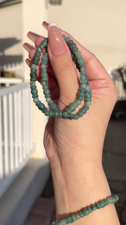 Sugar candy • 6.2mm blue water jade beaded bracelet (current size 7.25-7.5”)