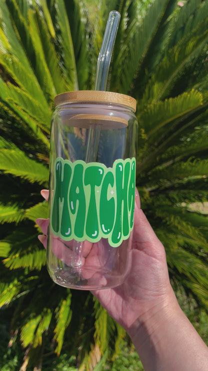 16 oz glass can • matcha glass cup • matcha lover gift idea