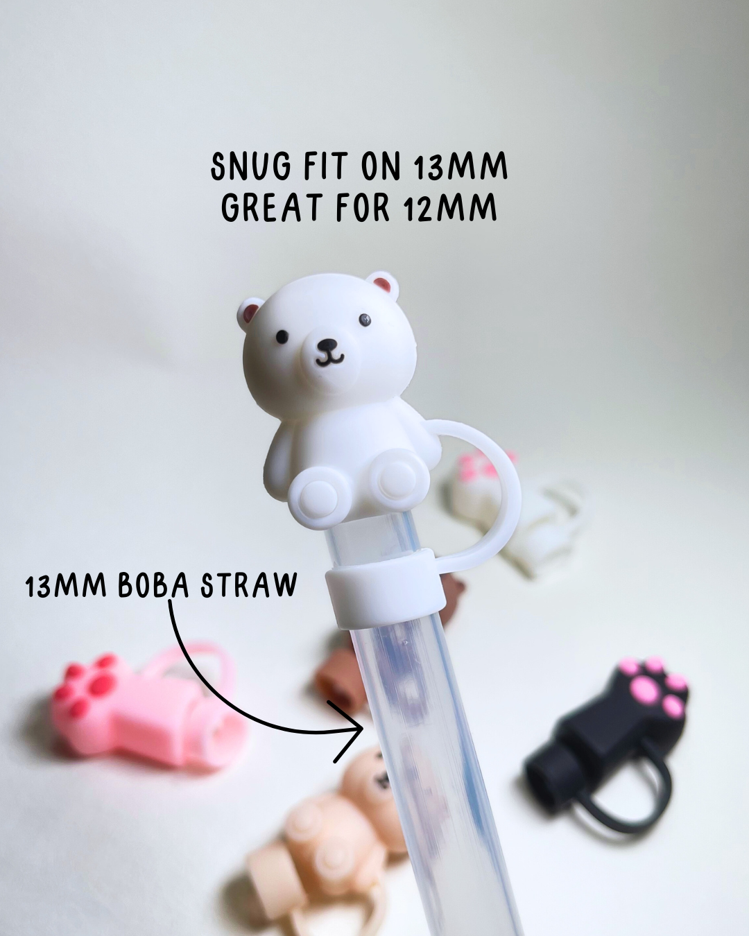  10mm Straw Cover Cap for Stanley Cup,4Pcs Bear's Paw